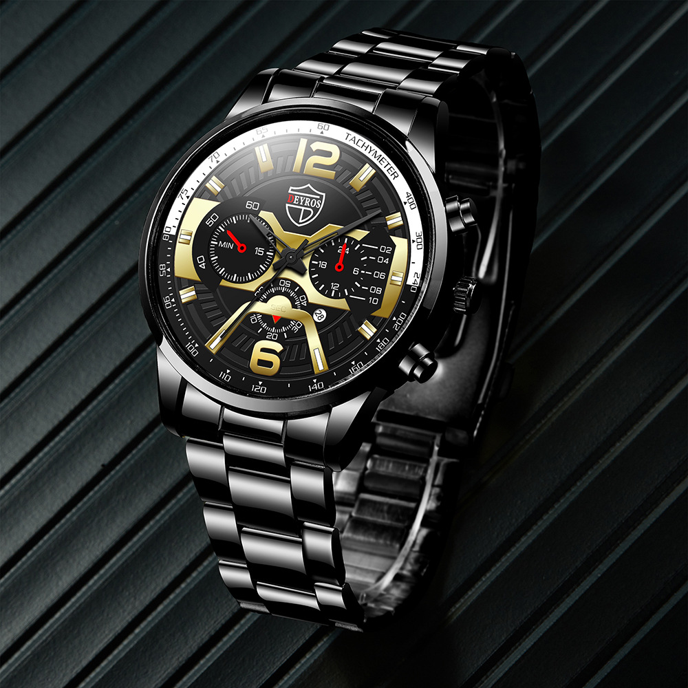 New Fashion Men's Stainless Steel Calendar Watch Business Quartz Watch Deyros Brand Wrist Watch in Stock New Fashion Men's Stainless Steel Calendar Watch Business Quartz Watch Deyros Brand Wrist Watch in Stock
