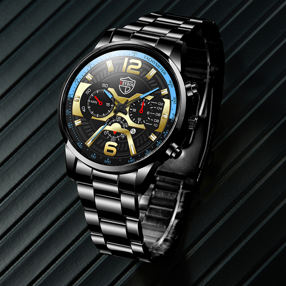 New Fashion Men's Stainless Steel Calendar Watch Business Quartz Watch Deyros Brand Wrist Watch in Stock New Fashion Men's Stainless Steel Calendar Watch Business Quartz Watch Deyros Brand Wrist Watch in Stock
