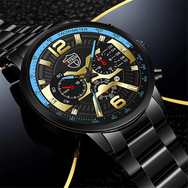 New Fashion Men's Stainless Steel Calendar Watch Business Quartz Watch Deyros Brand Wrist Watch in Stock New Fashion Men's Stainless Steel Calendar Watch Business Quartz Watch Deyros Brand Wrist Watch in Stock
