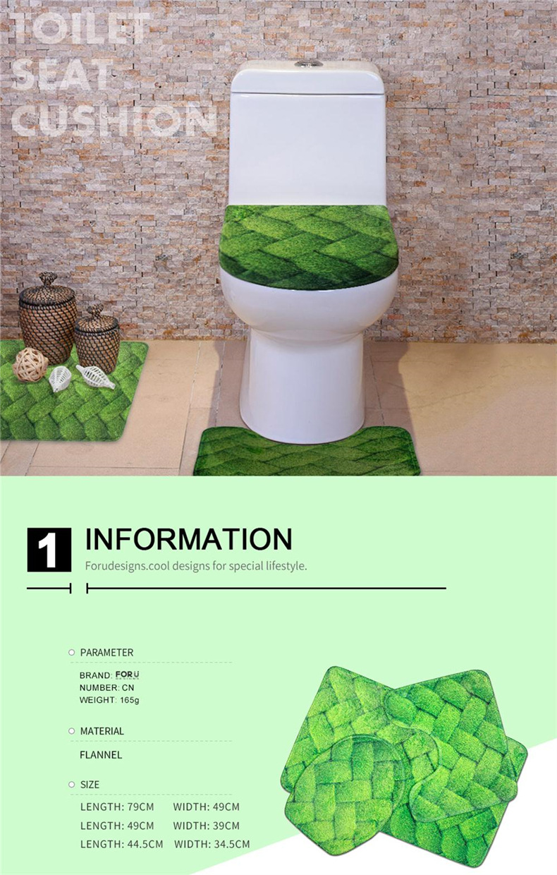 Europe and America Cross Border Flannel Toilet Cover Set Pattern Custom Christmas Hat Printing Toilet Foot Mat Three-Piece Set