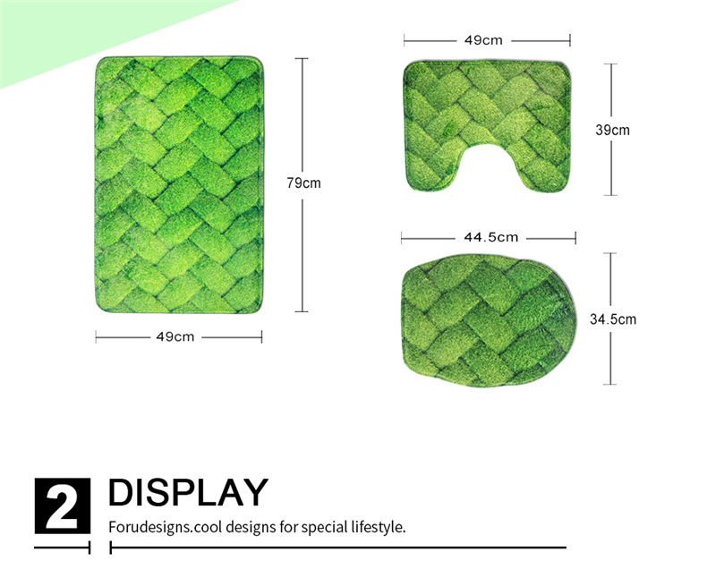 Europe and America Cross Border Flannel Toilet Cover Set Pattern Custom Christmas Hat Printing Toilet Foot Mat Three-Piece Set