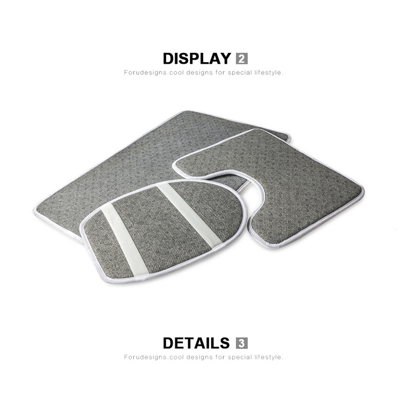 Europe and America Cross Border Flannel Toilet Cover Set Pattern Custom Christmas Hat Printing Toilet Foot Mat Three-Piece Set