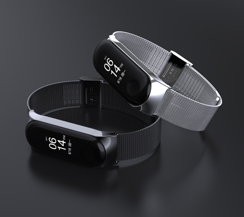 Suitable for Xiaomi Bracelet 4 M 3 Metal Strap Wrist Strap Stainless Steel Snap Joint Milanis Replacement Strap