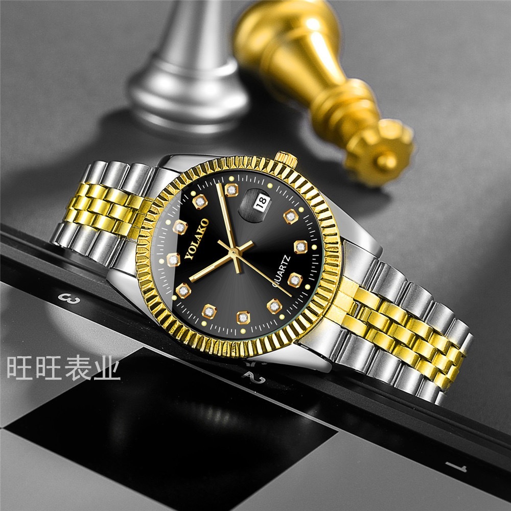 New Influencer Fashion Diamond Gold Watch Men&#039;s Quartz Watch Rhinestone Quartz Men&#039;s Business Steel Belt Wrist Watch