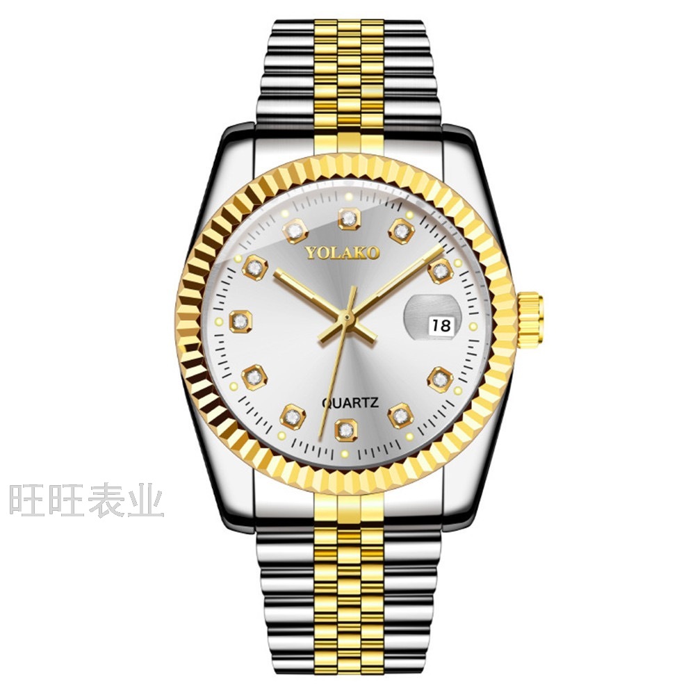 New Influencer Fashion Diamond Gold Watch Men's Quartz Watch Rhinestone Quartz Men's Business Steel Belt Wrist Watch New Influencer Fashion Diamond Gold Watch Men's Quartz Watch Rhinestone Quartz Men's Business Steel Belt Wrist Watch