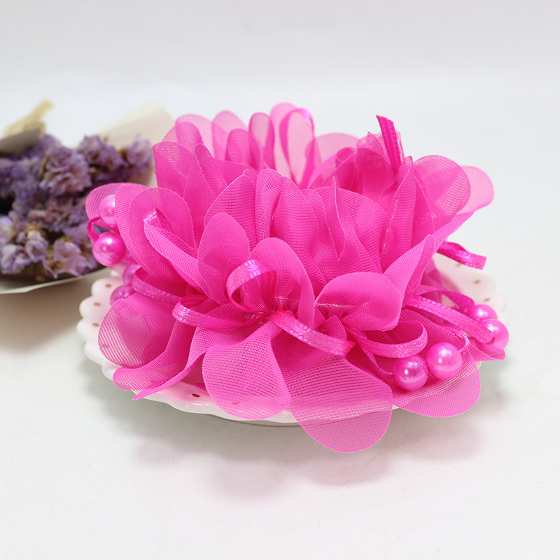 Cute Princess Pearl Yarn Hair Ring Student Performance Wrist Flower Hair Accessories Girls Updo Flower Hair Rope Wholesale