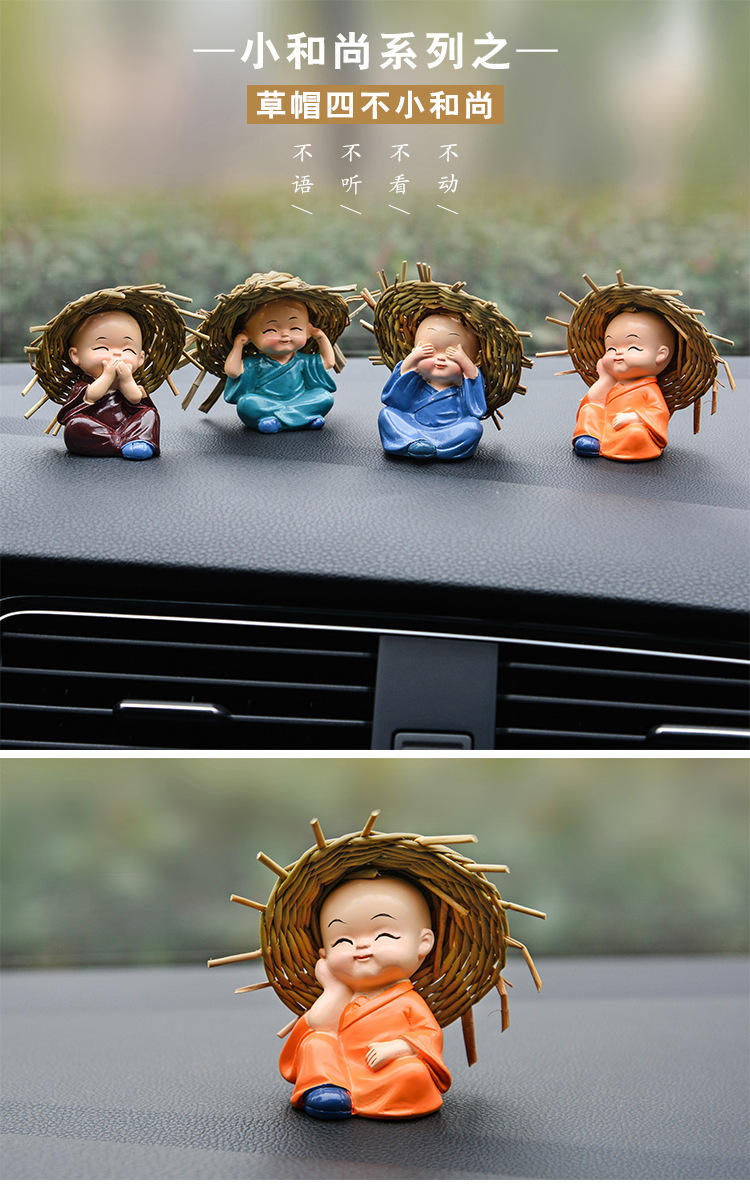 Car Decoration 4 Sets Price Four No Straw Hat Monk Car Kung Fu Little Monk Resin