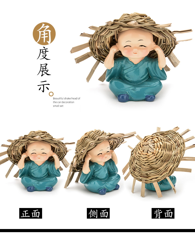 Car Decoration 4 Sets Price Four No Straw Hat Monk Car Kung Fu Little Monk Resin