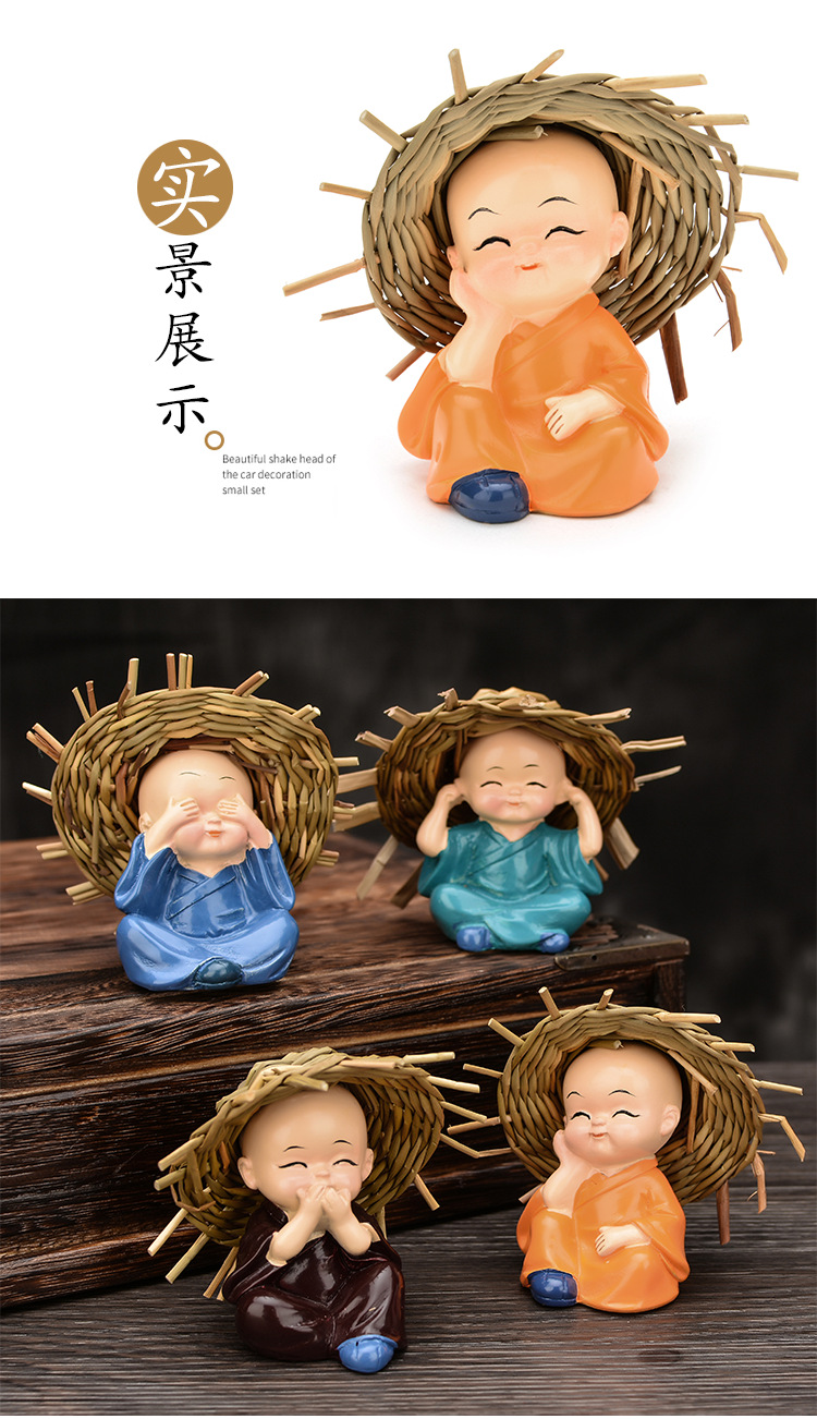 Car Decoration 4 Sets Price Four No Straw Hat Monk Car Kung Fu Little Monk Resin