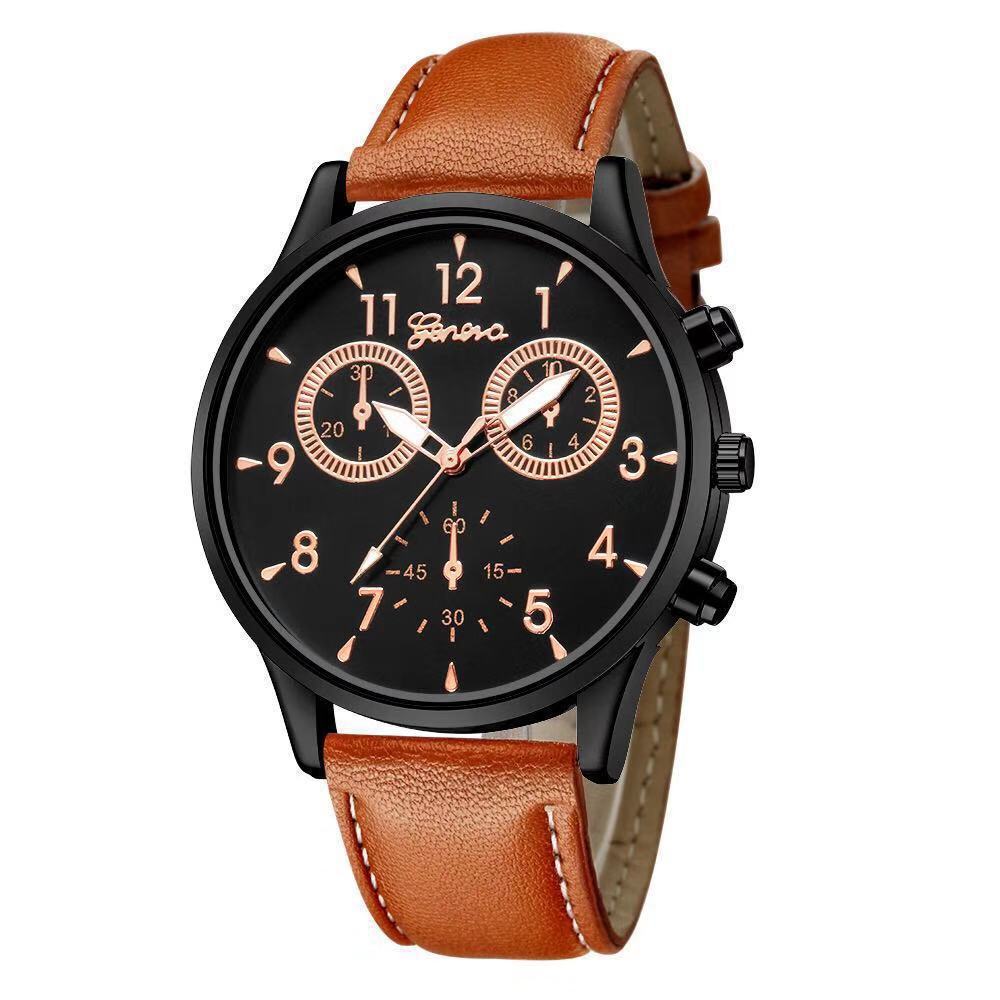 Douyin Online Influencer Geneva Gift Men 'S Watch Simple Business Men 'S Watch Foreign Trade Fake Three-Eye Belt Women 'S Wrist Watch