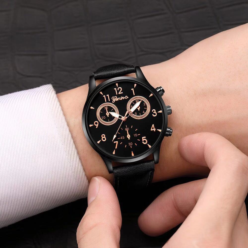 Douyin Online Influencer Geneva Gift Men 'S Watch Simple Business Men 'S Watch Foreign Trade Fake Three-Eye Belt Women 'S Wrist Watch