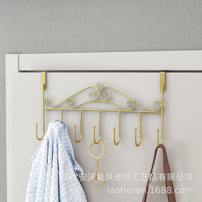 Behind the Door Hook Bedroom Hat Seamless S-Type Rack Iron Art Towel Storage Rack Punch-Free Light Luxury Hook