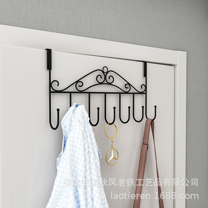 Behind the Door Hook Bedroom Hat Seamless S-Type Rack Iron Art Towel Storage Rack Punch-Free Light Luxury Hook
