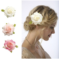 European and American Bride Flower Vacation Accessories Dance Party Hair Accessories Dance Side Clip Headdress Red Rose Flower Hairpin