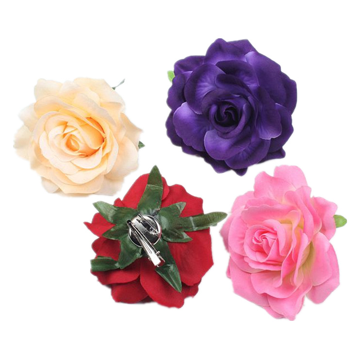 European and American Bride Flower Vacation Accessories Dance Party Hair Accessories Dance Side Clip Headdress Red Rose Flower Hairpin