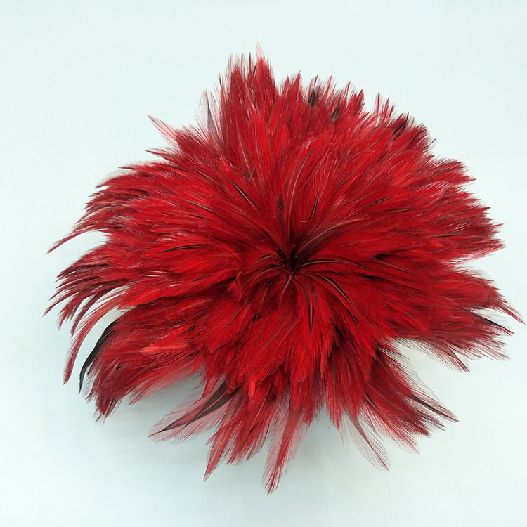 SOURCE Factory Direct Sales 4-6 Red Neck Chicken Feather Ornament Headdress Hat Flower Material Dyed Color Feather Stripe