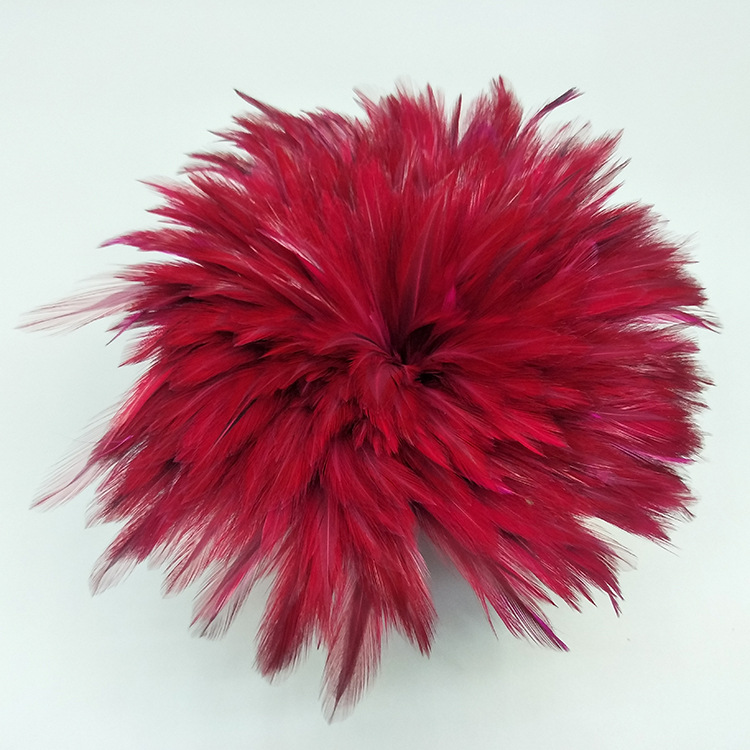 SOURCE Factory Direct Sales 4-6 Red Neck Chicken Feather Ornament Headdress Hat Flower Material Dyed Color Feather Stripe