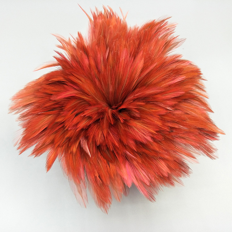 SOURCE Factory Direct Sales 4-6 Red Neck Chicken Feather Ornament Headdress Hat Flower Material Dyed Color Feather Stripe