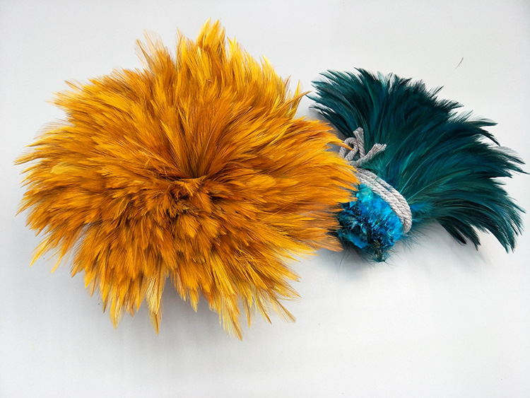 SOURCE Factory Direct Sales 4-6 Red Neck Chicken Feather Ornament Headdress Hat Flower Material Dyed Color Feather Stripe