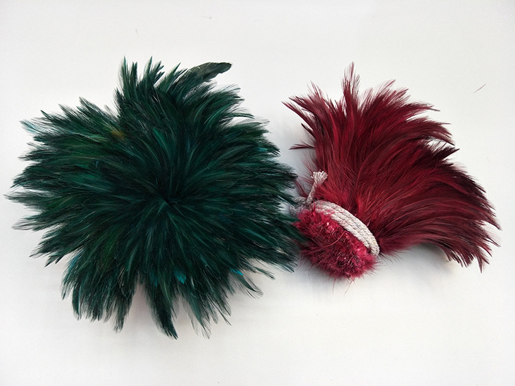 SOURCE Factory Direct Sales 4-6 Red Neck Chicken Feather Ornament Headdress Hat Flower Material Dyed Color Feather Stripe