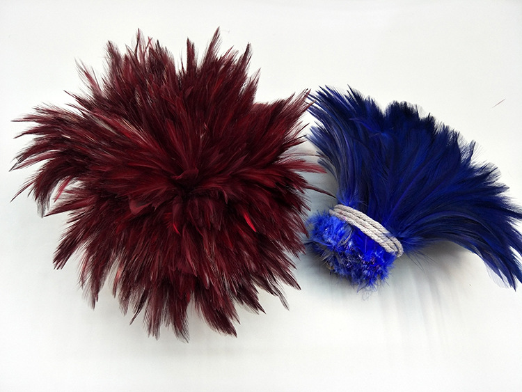 SOURCE Factory Direct Sales 4-6 Red Neck Chicken Feather Ornament Headdress Hat Flower Material Dyed Color Feather Stripe