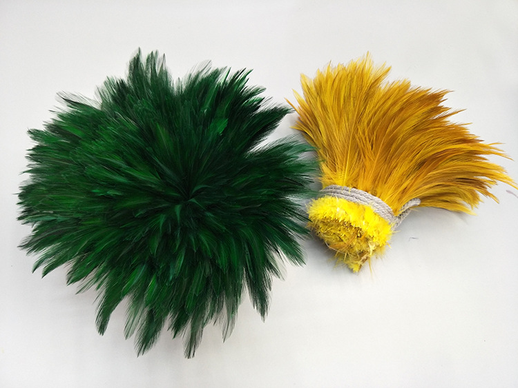SOURCE Factory Direct Sales 4-6 Red Neck Chicken Feather Ornament Headdress Hat Flower Material Dyed Color Feather Stripe