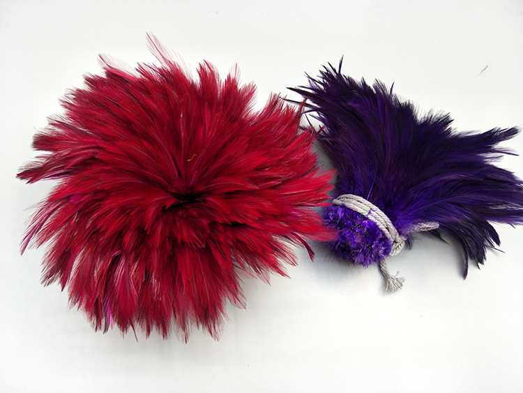 SOURCE Factory Direct Sales 4-6 Red Neck Chicken Feather Ornament Headdress Hat Flower Material Dyed Color Feather Stripe