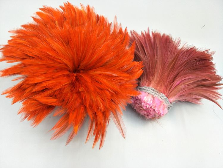 SOURCE Factory Direct Sales 4-6 Red Neck Chicken Feather Ornament Headdress Hat Flower Material Dyed Color Feather Stripe