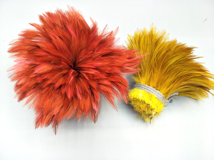 SOURCE Factory Direct Sales 4-6 Red Neck Chicken Feather Ornament Headdress Hat Flower Material Dyed Color Feather Stripe