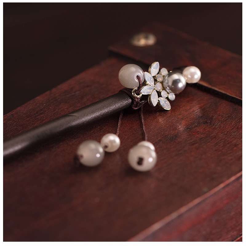 Antique Hairpin Female Classical White Flower Freshwater Pearl Hair Clasp Updo Hair Accessories Headdress Hairpin