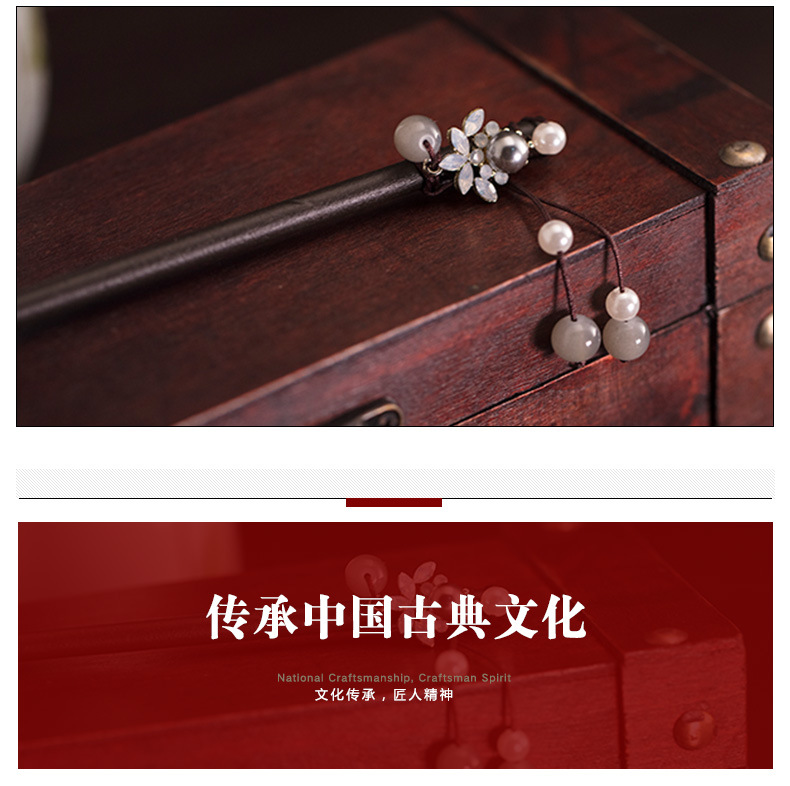 Antique Hairpin Female Classical White Flower Freshwater Pearl Hair Clasp Updo Hair Accessories Headdress Hairpin