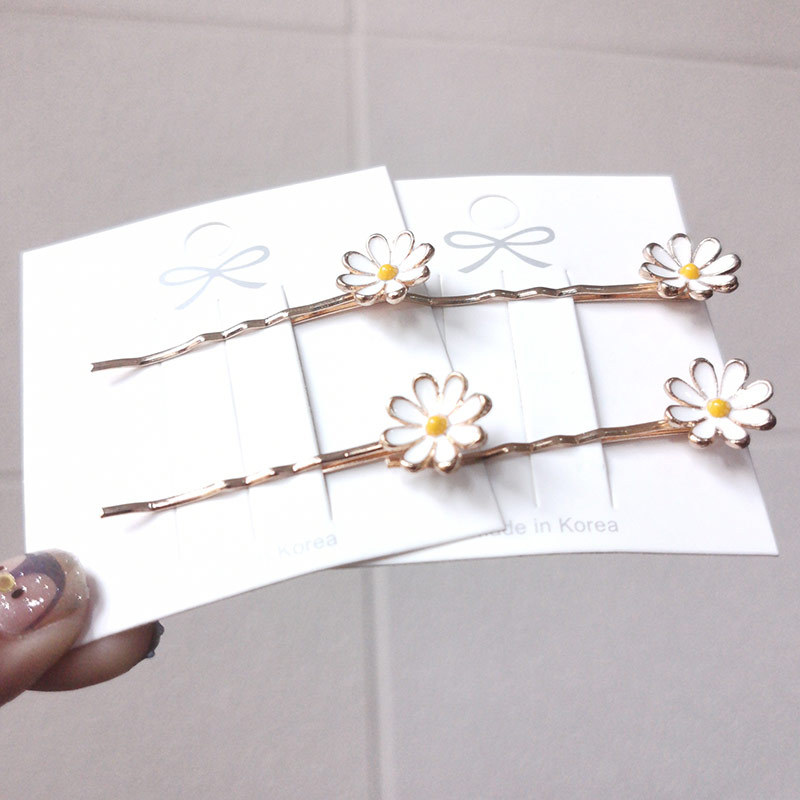 South Korea Little Daisy Hairpin Headdress Trending Girl Bang Side Clip Hairpin Back Head Flower Single Line Clip Hair Accessories