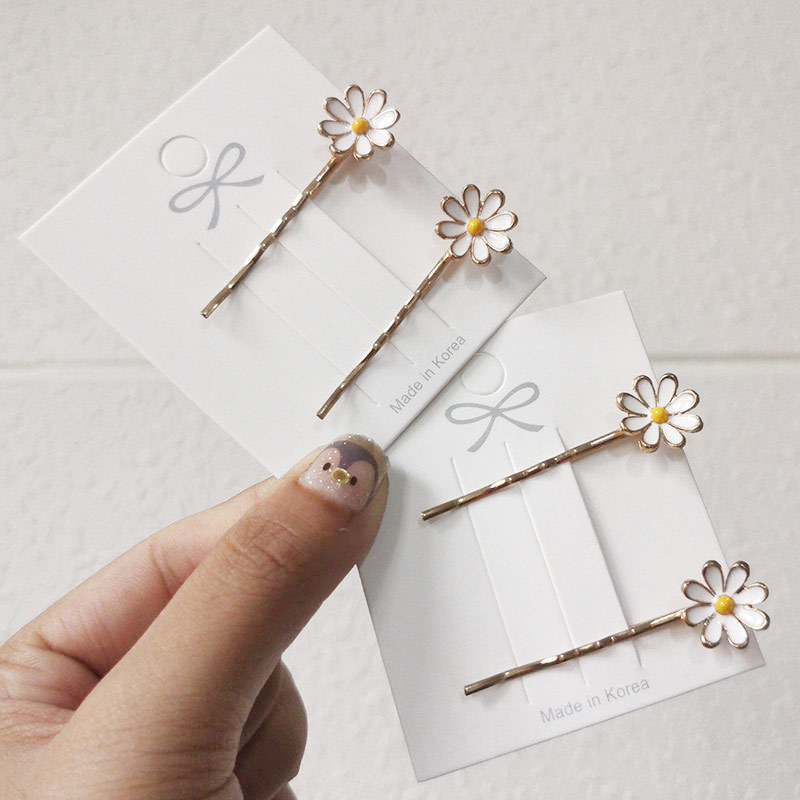South Korea Little Daisy Hairpin Headdress Trending Girl Bang Side Clip Hairpin Back Head Flower Single Line Clip Hair Accessories