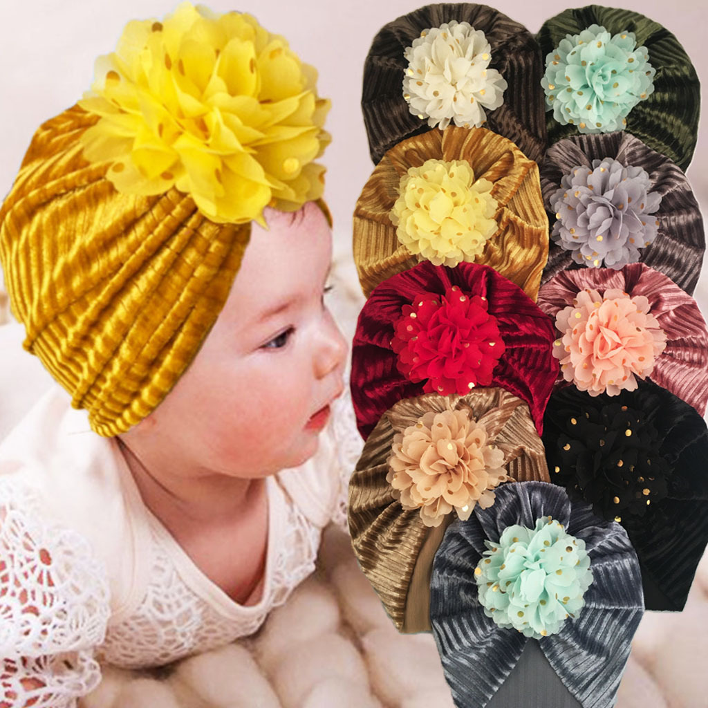 AliExpress European and American New Striped Pleuche Children&#039;s Hat Bronzing Flower Headdress Baby Indian Hat Sleeve Cap