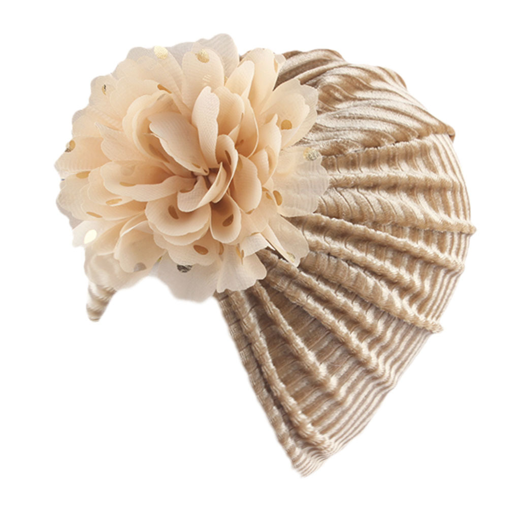 AliExpress European and American New Striped Pleuche Children's Hat Bronzing Flower Headdress Baby Indian Hat Sleeve Cap