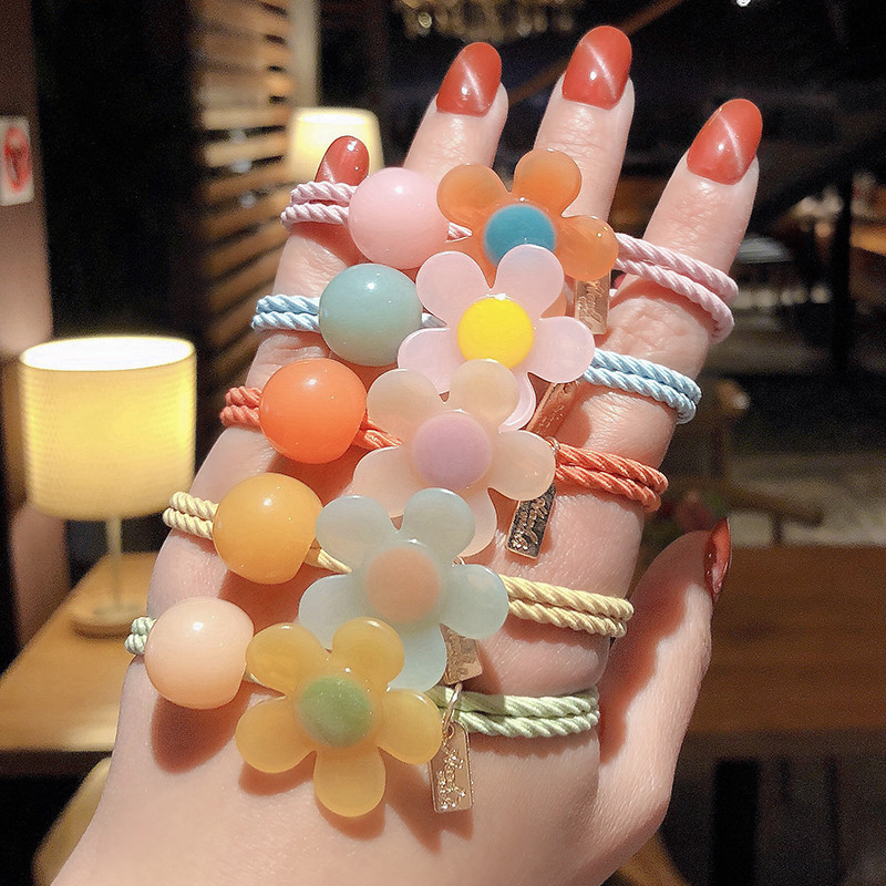 INS Chic Elegant Hair Rope Cute Colored Headband Female Korean Style Hair Band Flower Hairband Headdress Small Jewelry