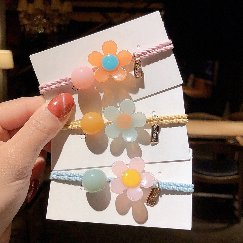 INS Chic Elegant Hair Rope Cute Colored Headband Female Korean Style Hair Band Flower Hairband Headdress Small Jewelry