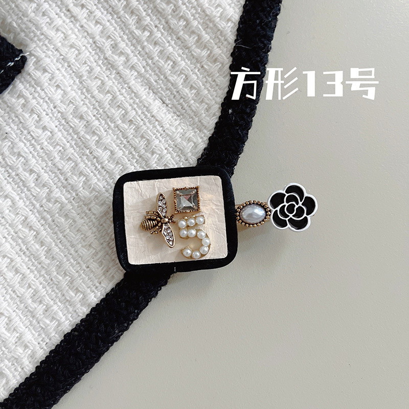 Korean-Style Light Luxury Black and White Flower Pearl Broken Hair Fringe Hairpin Girl Sweet Graceful Lovely BB Clip Hair Accessories Headdress