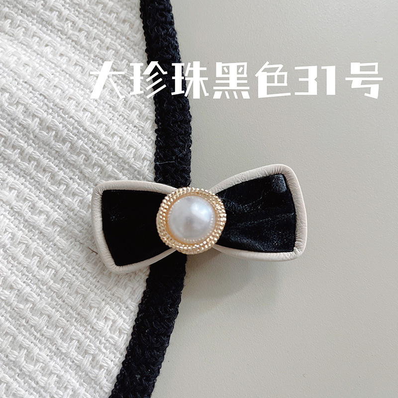 Korean-Style Light Luxury Black and White Flower Pearl Broken Hair Fringe Hairpin Girl Sweet Graceful Lovely BB Clip Hair Accessories Headdress