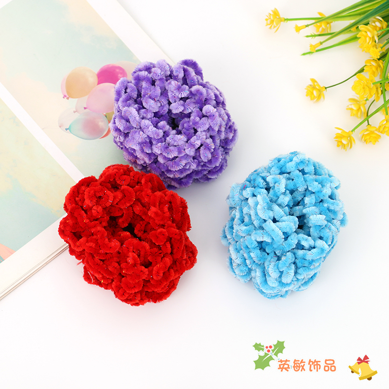 2021 Autumn and Winter New Hair Band Women&#039;s Japanese and Korean Hair Band High Elastic Towel Ring Hair Elastic Band Headdress Flower Colorful Soft