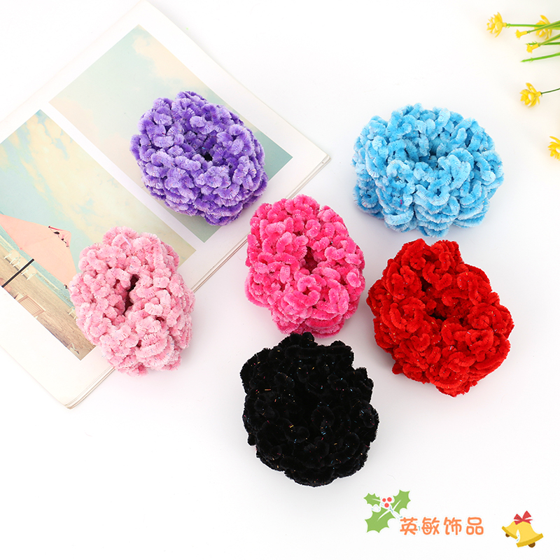 2021 Autumn and Winter New Hair Band Women&#039;s Japanese and Korean Hair Band High Elastic Towel Ring Hair Elastic Band Headdress Flower Colorful Soft