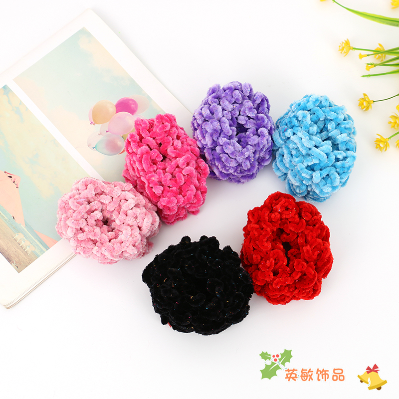 2021 Autumn and Winter New Hair Band Women&#039;s Japanese and Korean Hair Band High Elastic Towel Ring Hair Elastic Band Headdress Flower Colorful Soft