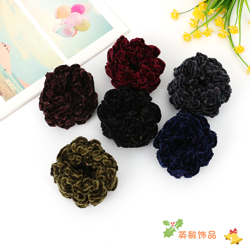 2021 Autumn and Winter New Hair Band Women&#039;s Japanese and Korean Hair Band High Elastic Towel Ring Hair Elastic Band Headdress Flower Colorful Soft