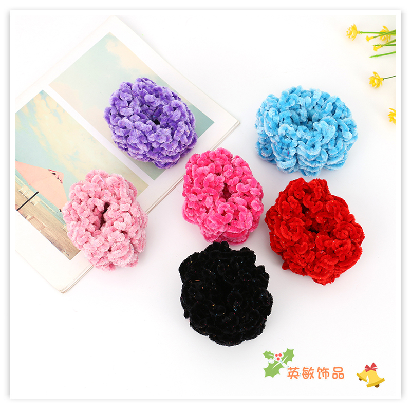 2021 Autumn and Winter New Hair Band Women's Japanese and Korean Hair Band High Elastic Towel Ring Hair Elastic Band Headdress Flower Colorful Soft