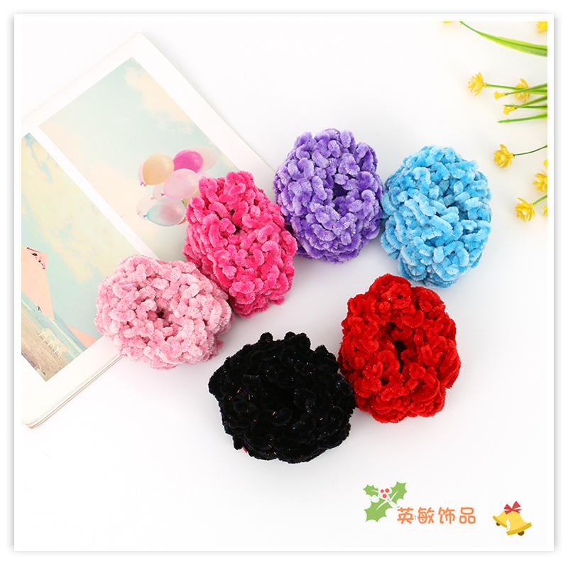 2021 Autumn and Winter New Hair Band Women's Japanese and Korean Hair Band High Elastic Towel Ring Hair Elastic Band Headdress Flower Colorful Soft