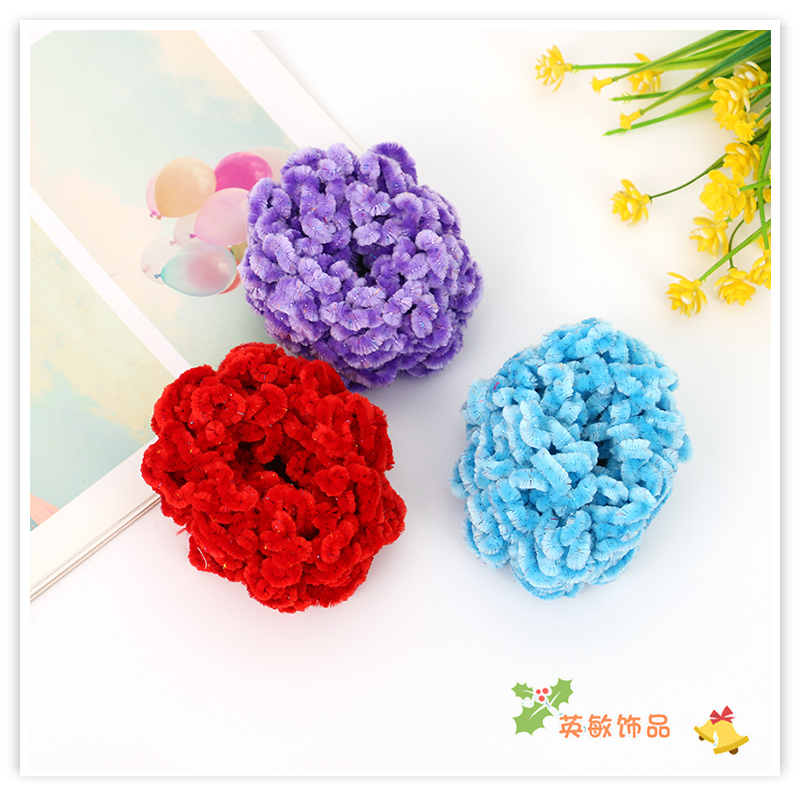 2021 Autumn and Winter New Hair Band Women's Japanese and Korean Hair Band High Elastic Towel Ring Hair Elastic Band Headdress Flower Colorful Soft