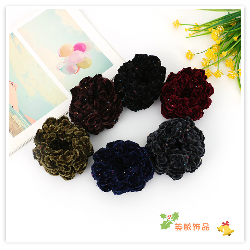 2021 Autumn and Winter New Hair Band Women's Japanese and Korean Hair Band High Elastic Towel Ring Hair Elastic Band Headdress Flower Colorful Soft