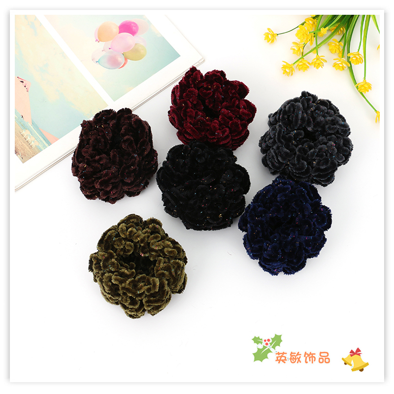 2021 Autumn and Winter New Hair Band Women's Japanese and Korean Hair Band High Elastic Towel Ring Hair Elastic Band Headdress Flower Colorful Soft
