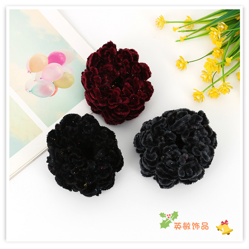 2021 Autumn and Winter New Hair Band Women's Japanese and Korean Hair Band High Elastic Towel Ring Hair Elastic Band Headdress Flower Colorful Soft