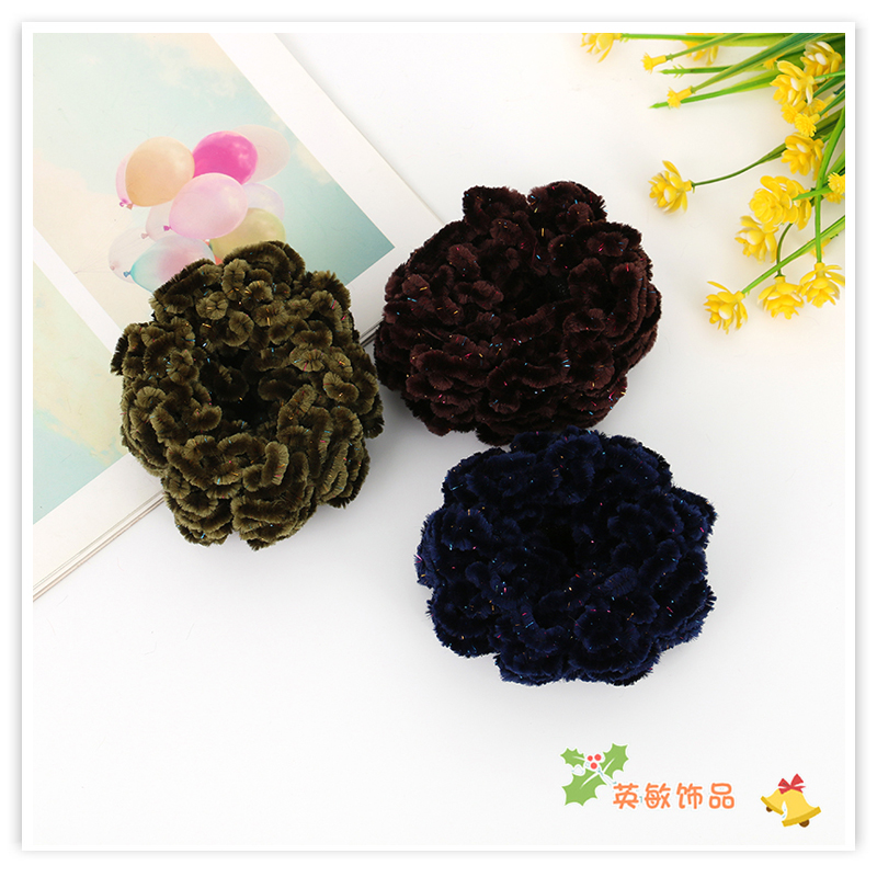 2021 Autumn and Winter New Hair Band Women's Japanese and Korean Hair Band High Elastic Towel Ring Hair Elastic Band Headdress Flower Colorful Soft